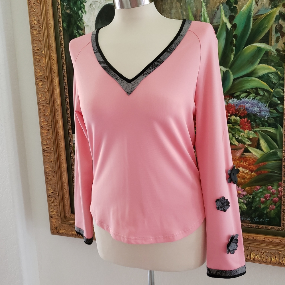TOGETHER | Pink & Black Blouse